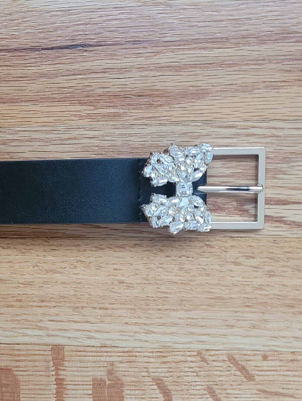 Kate Spade New York Black Women's Belt with Crystal Buckle